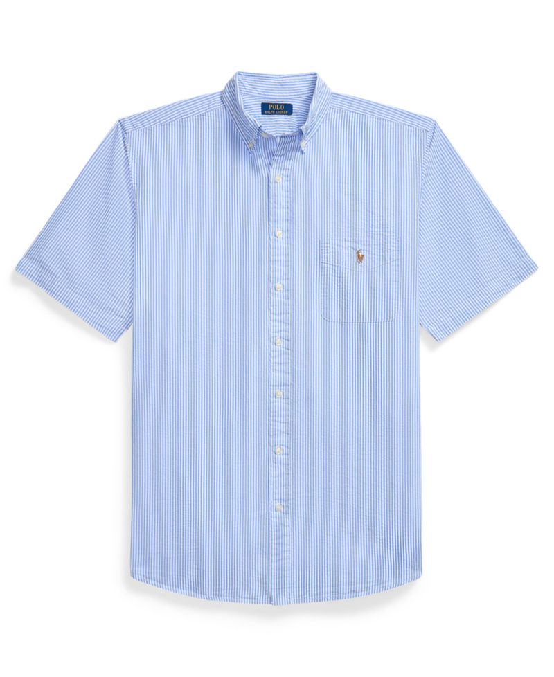 Men's Big & Tall Striped Short-Sleeve Seersucker Shirt