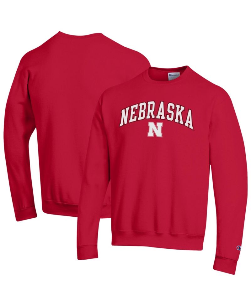 Men's Champion Scarlet Nebraska Huskers Arch Over Logo Pullover Sweatshirt