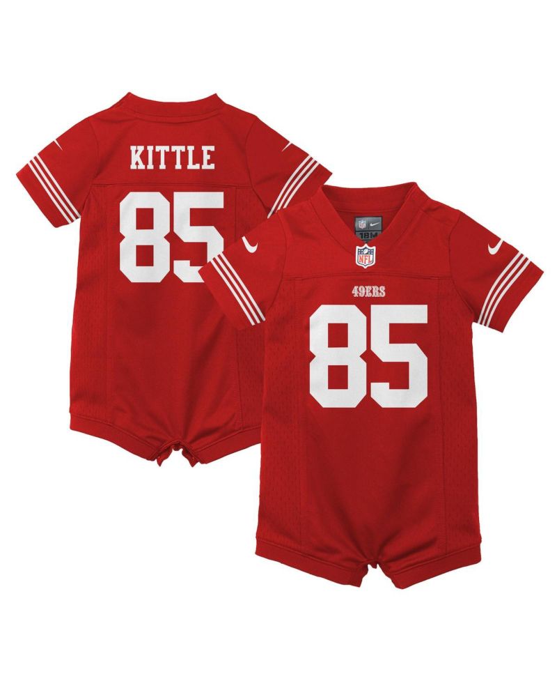 Infant Girls and Boys George Kittle Scarlet San Francisco 49ers Romper Game Jersey