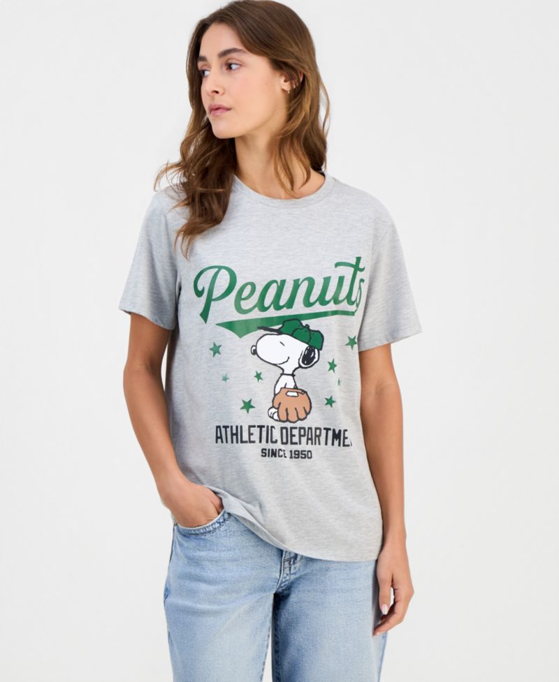 Juniors' Snoopy Baseball Short-Sleeve T-Shirt