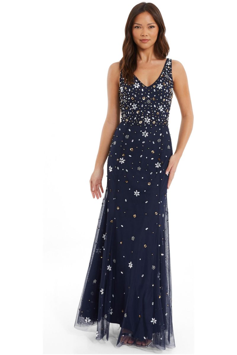 Women's Beaded 2-In-1 Cape And Evening Dress