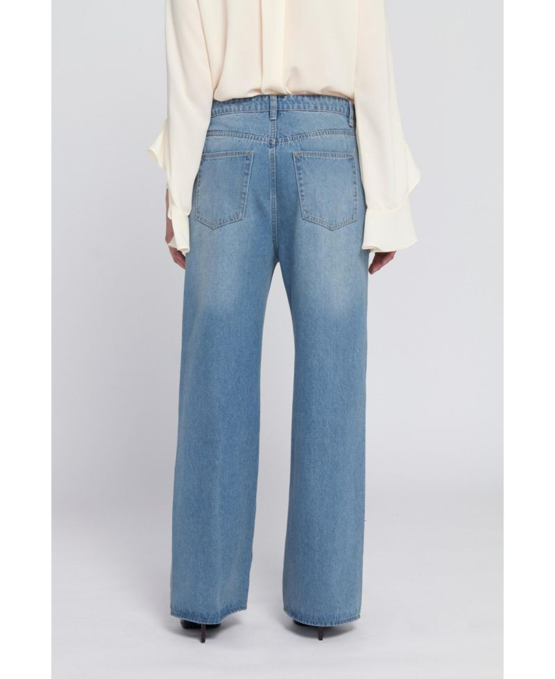Women's Rhinestone Pocket Jean Wide-Leg Pants
