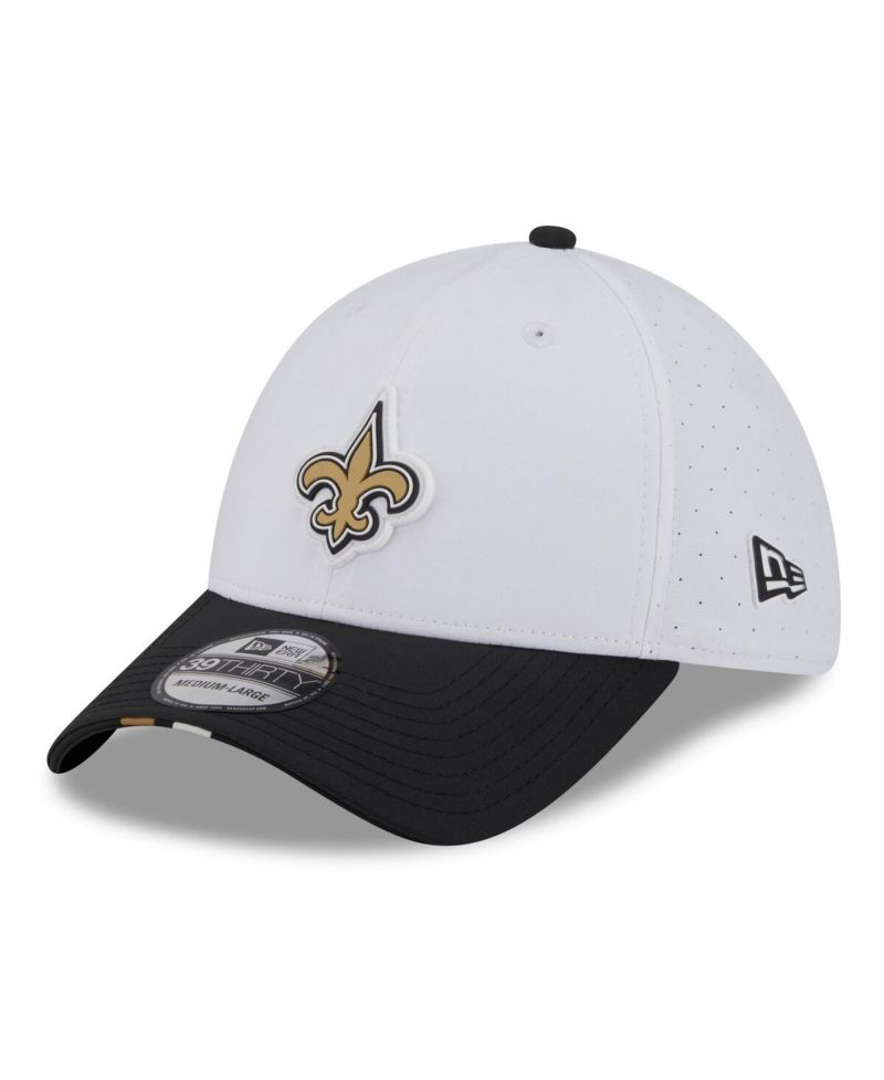 Men's White/Black New Orleans Saints 2025 NFL Training Camp 39THIRTY Flex Hat