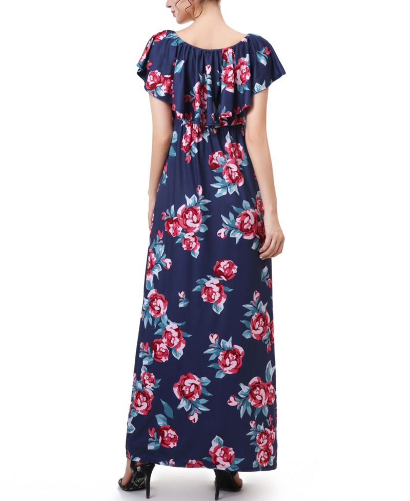 Women's Floral Print Nursing Maxi Dress