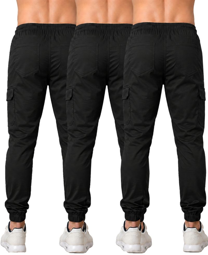 Men's Slim-Fit Cargo Jogger Pants, 3-Pack
