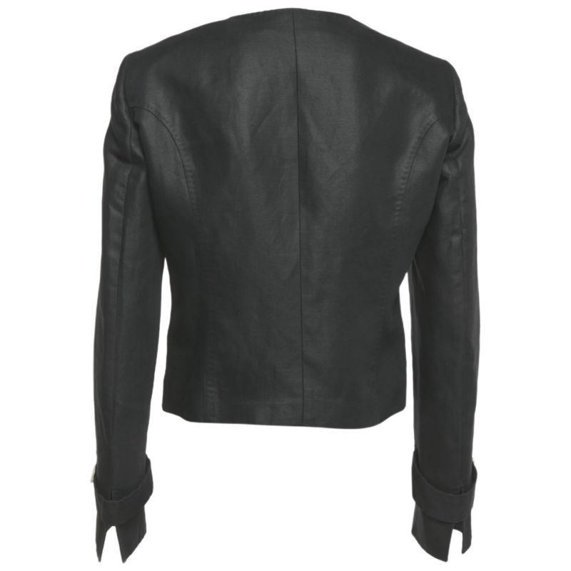 Women's Black Cotton Blend Button Front Jacket