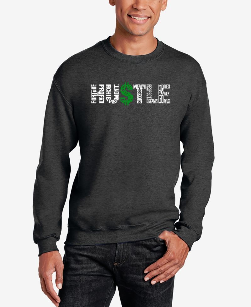 Men's Word Art Hustle Crewneck Sweatshirt