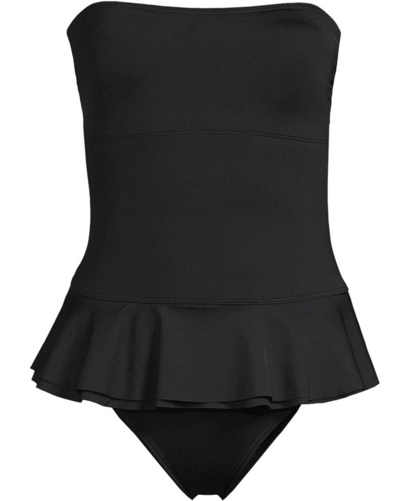 Women's Sculpting Suit Ruffle Bandeau One Piece Swimsuit