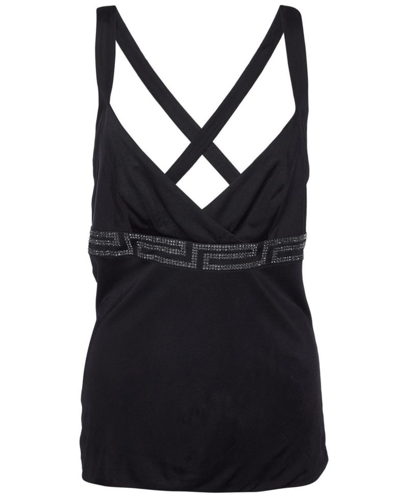 Women's Versace Crystal Greca Embellished Jersey Tank Top