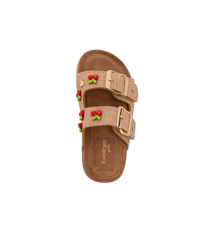 Girls Sandals - Comfortable, Easy Slide-On with Cherry Charm Detail