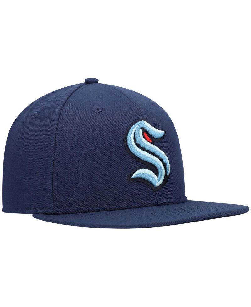 Men's Deep Sea Blue Seattle Kraken Primary Team Logo Snapback Hat