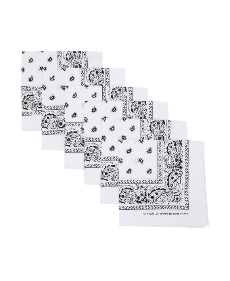 Lightweight White 22"x22" 6-Pack Bandana Set