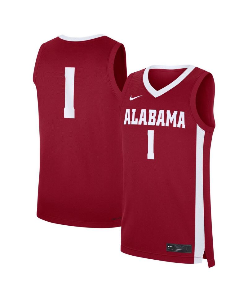 Men's 1 Crimson Alabama Crimson Tide Road Replica Jersey