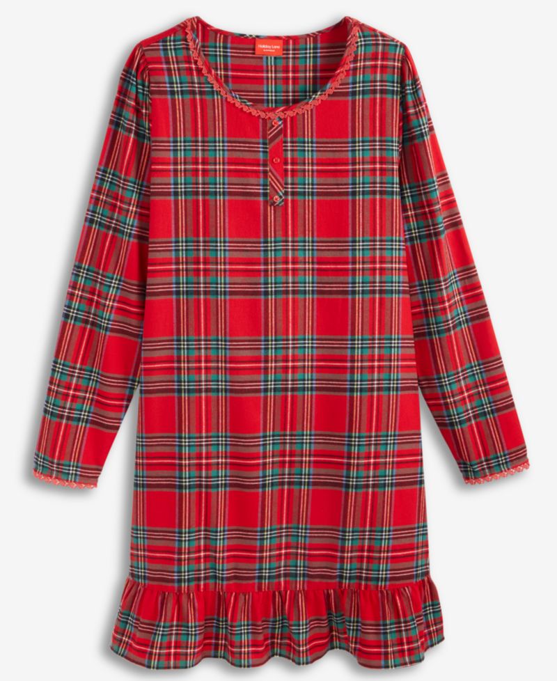 Women's Brinkley Plaid Flannel Sleep Dress Matching Family Pajamas