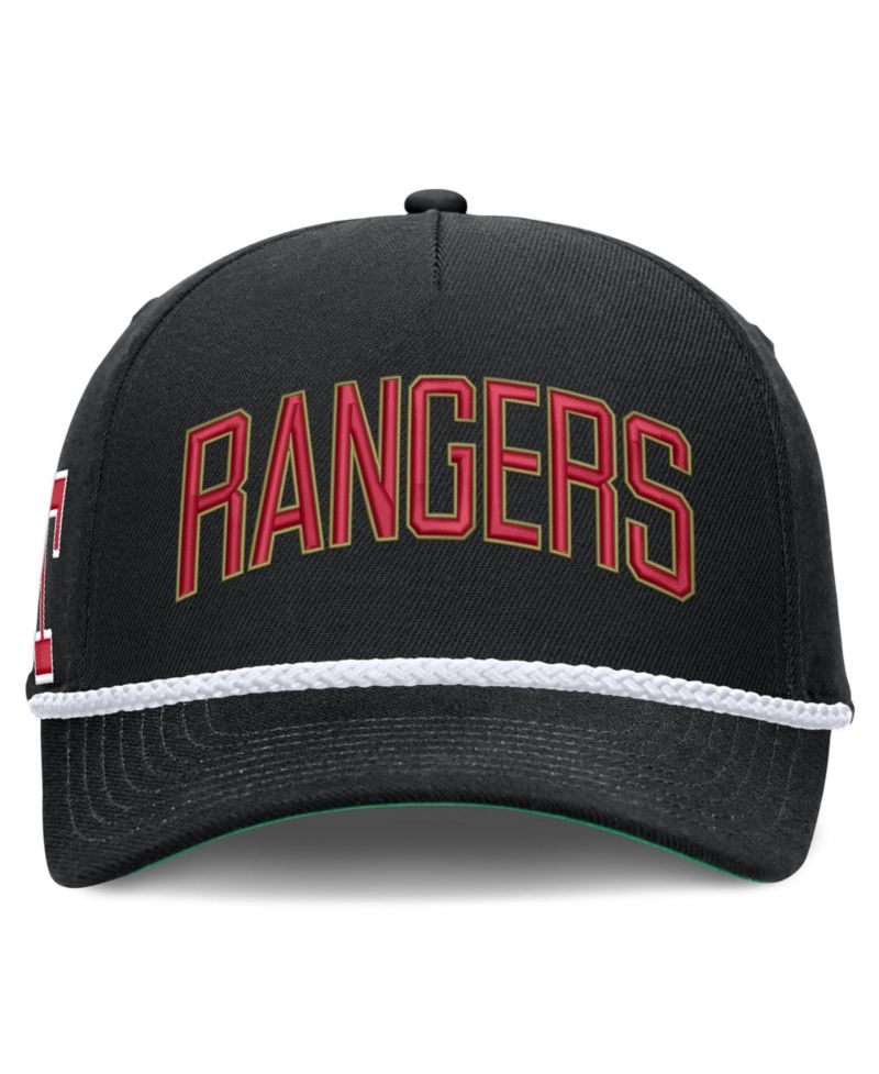 Men's Black Texas Rangers Cooperstown Collection Rise Adjustable Hat