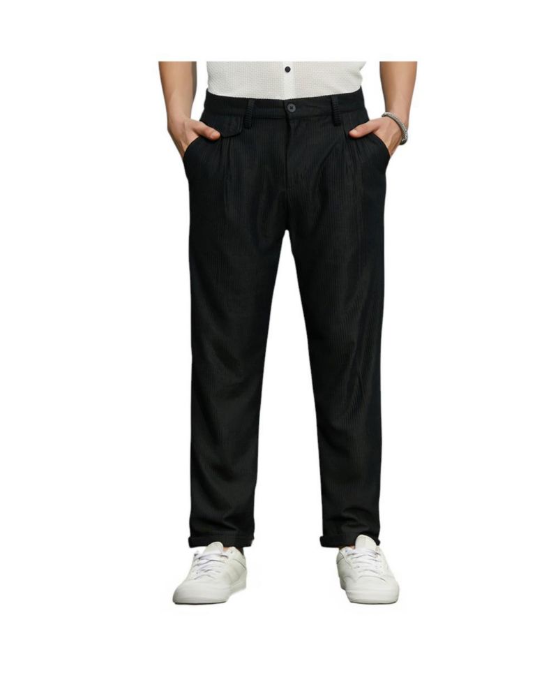 Men's Midnight Black Corduroy Tailored Trousers