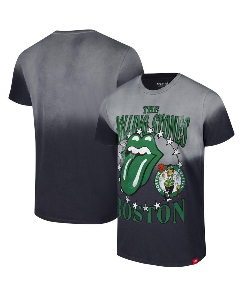 Men's and Women's Gray Rolling Stones x Boston Celtics Bingham Collab T-Shirt