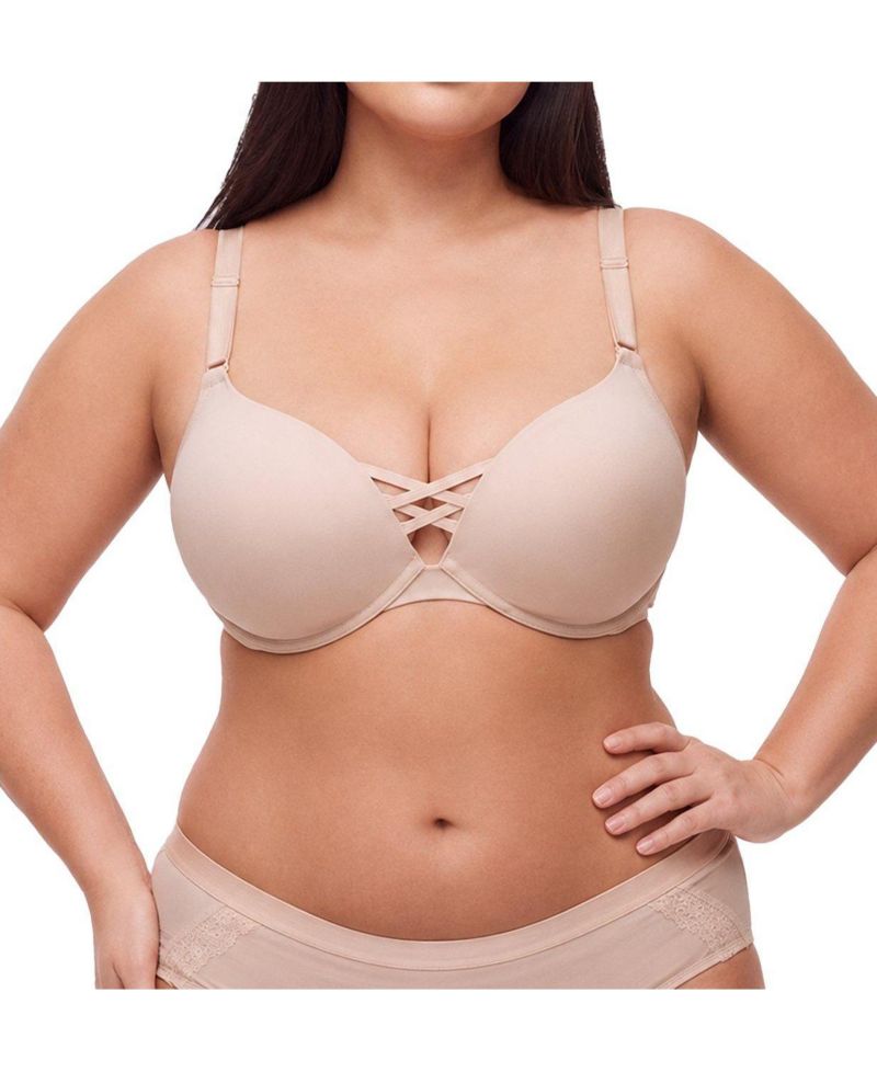 Women's XO Plunge Push-Up Smooth Bra with Crisscross Design