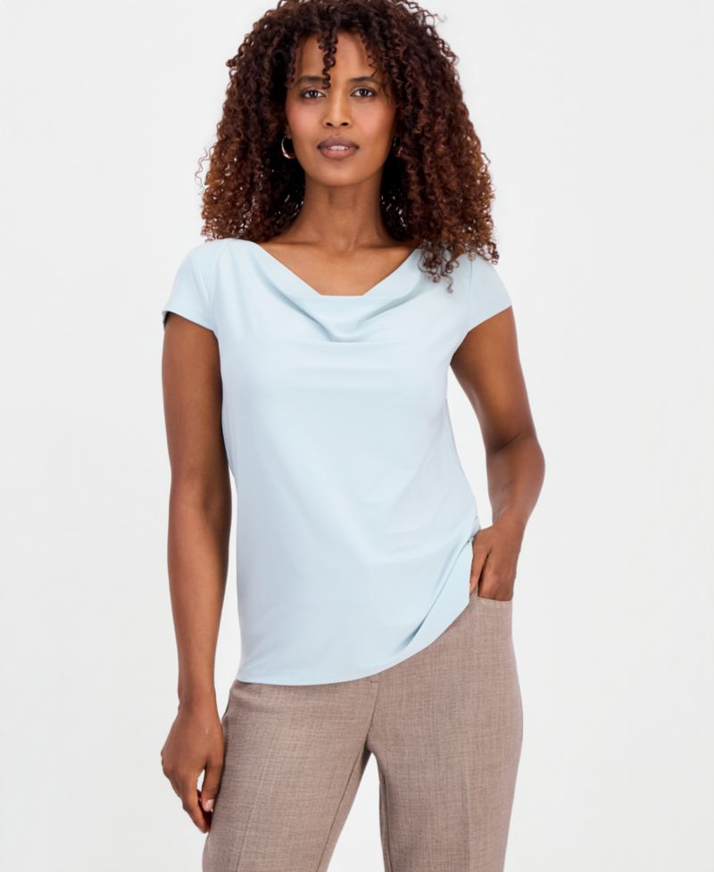Women's Cowlneck Cap-Sleeve Top