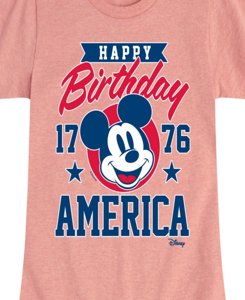 Big Girls Disney Mickey Happy Birthday Americana Graphic T-Shirt