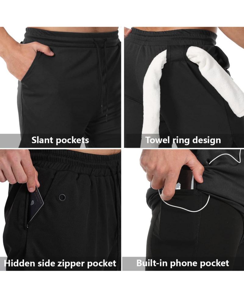 Men's 2 In 1 Workout Running Shorts 7 Inch Lightweight Athletic Gym With Liner Pockets