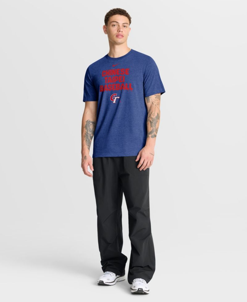 Men's Heather Blue Chinese Taipei Baseball 2026 World Baseball Classic Stacked Tri-Blend T-Shirt