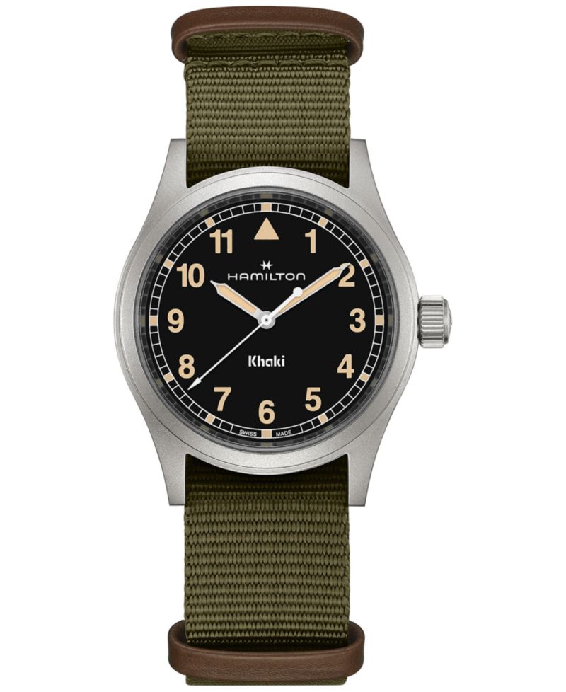 Men's Swiss Khaki Field Green Textile Strap Watch 38mm