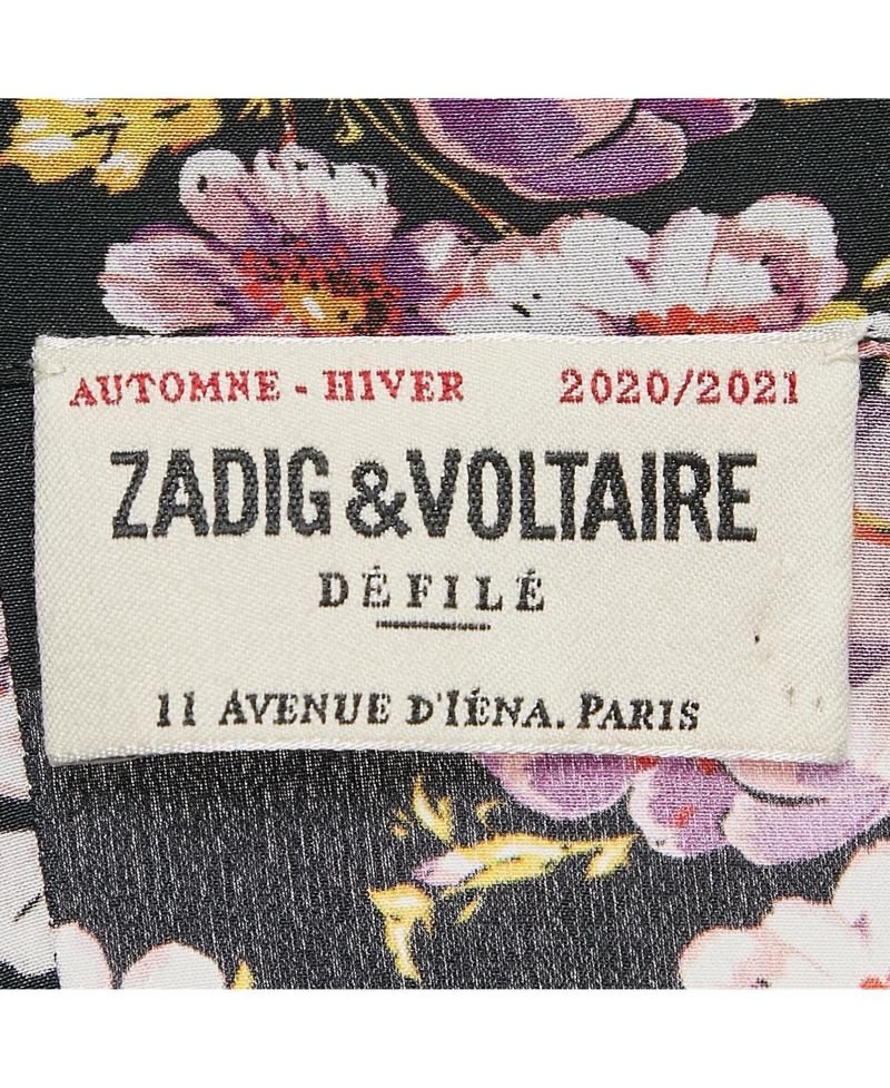 Women's Pre-Owned Zadig and Voltaire Black Floral Print Silk Pleated Button Front Maxi Dress