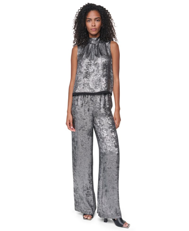 Women's Empire State Steel Mock Mock Neck Swing Cocktail Blouse