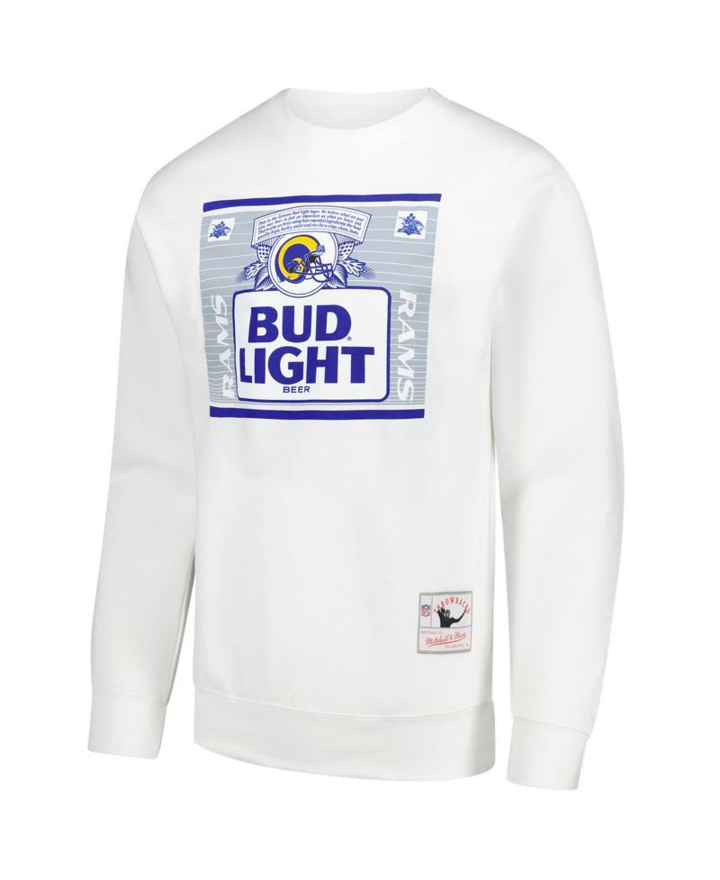 x Bud Light Men's White Los Angeles Rams The Crest Pullover Sweatshirt