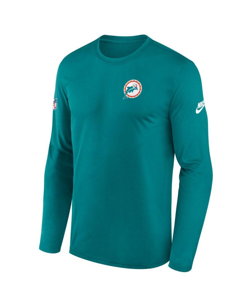 Men's Aqua Miami Dolphins Legend Small Logo Performance Long Sleeve T-Shirt