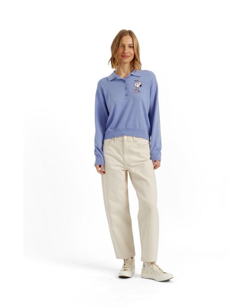Women's Wool-Cashmere Snoopy Polo Sweater