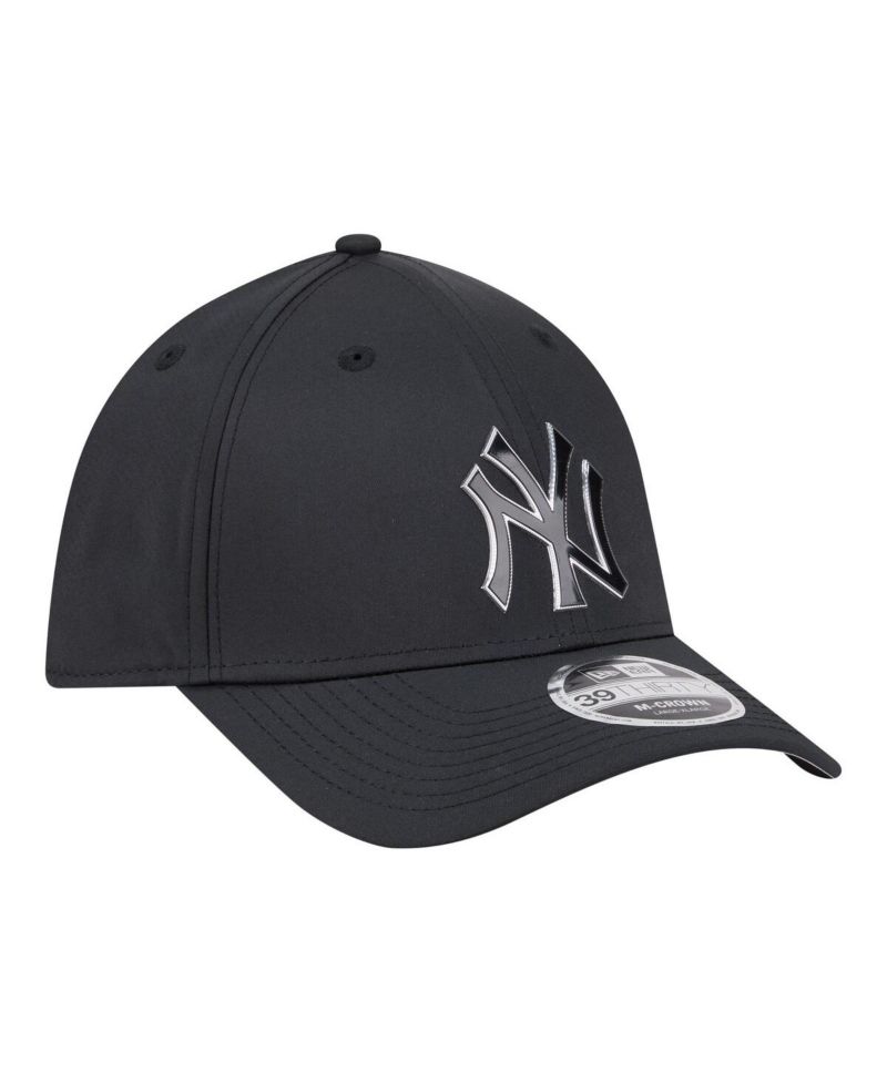 Men's Black New York Yankees Metallic 39THIRTY M-Crown Flex Hat