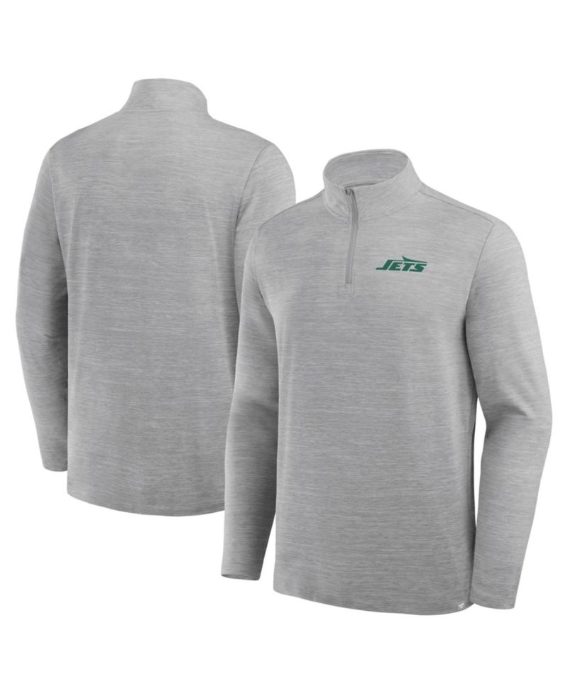 Men's Heather Gray New York Jets Clutch Quarter-Zip Pullover Sweatshirt