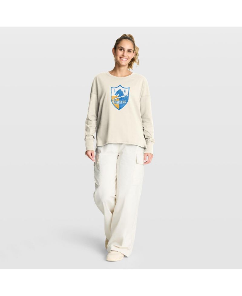 Women's Cream Los Angeles Chargers Dove Legacy Long Sleeve T-Shirt