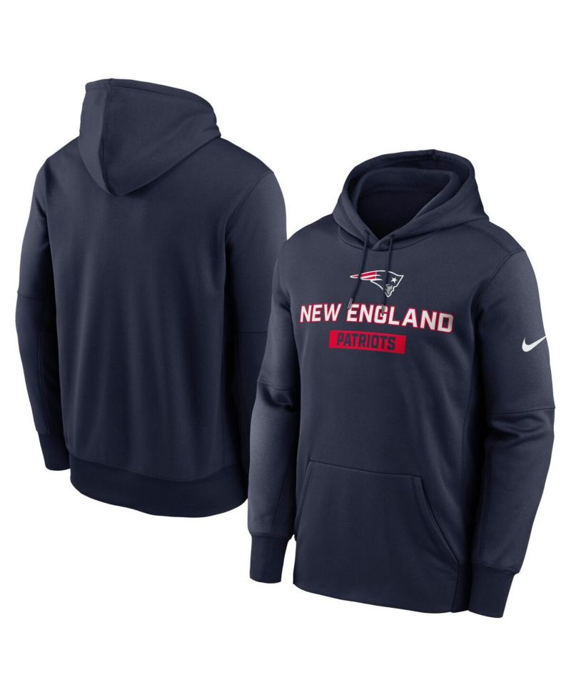 Men's Navy New England Patriots Toss Sweep Performance Pullover Hoodie