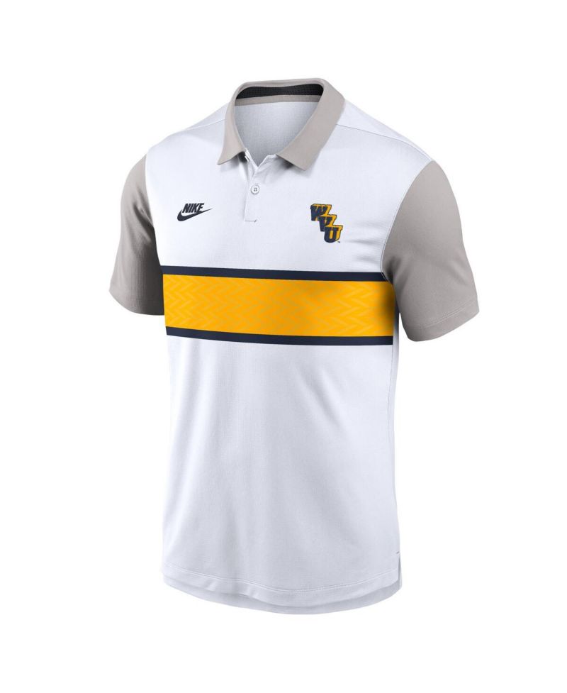 Men's White/Gray West Virginia Mountaineers Athletic Prep Legacy Logo Vapor Performance Polo Shirt