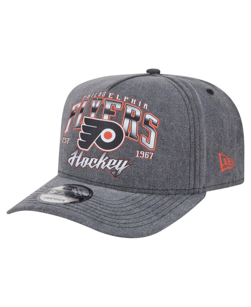 Men's Charcoal Philadelphia Flyers Throwback Washed A-Frame Pre-Curved 9FIFTY Snapback Hat