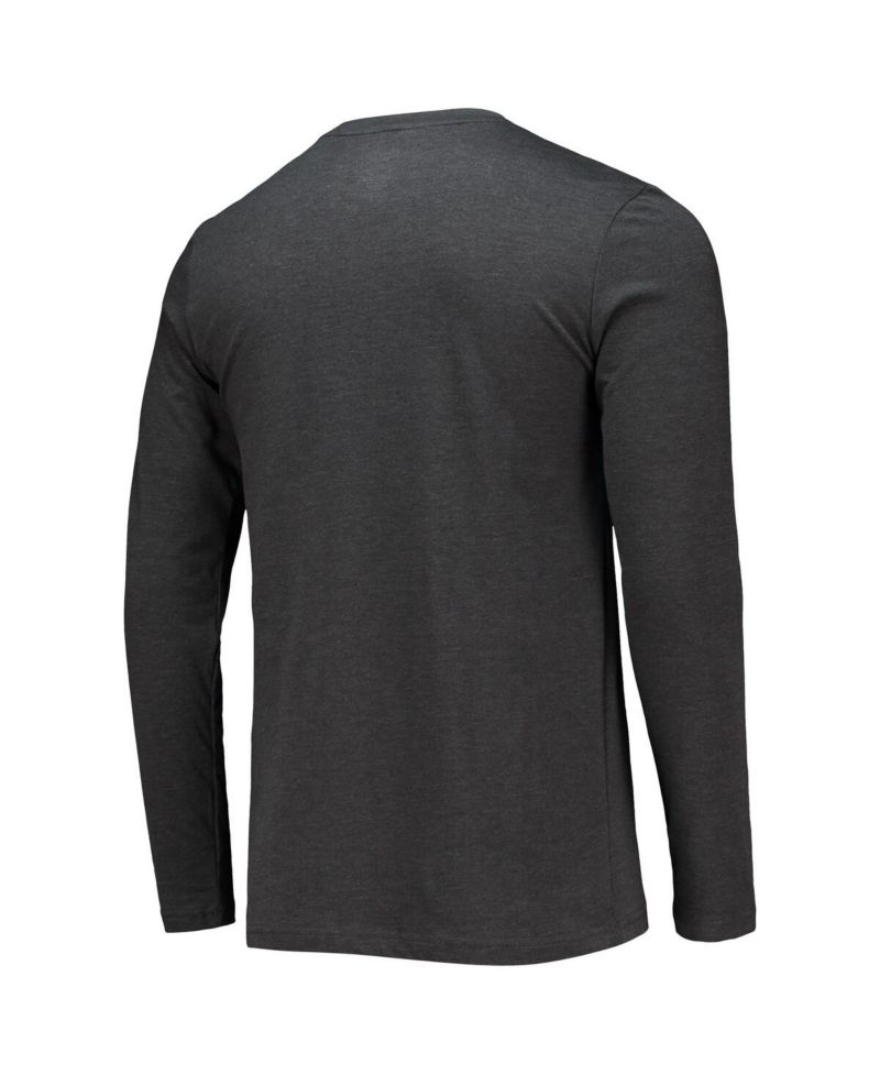 Men's Red, Heathered Charcoal Distressed Miami University RedHawks Meter Long Sleeve T-shirt and Pants Sleep Set