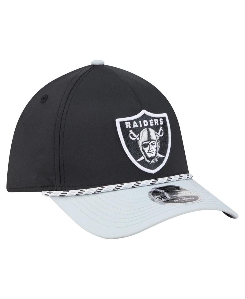 Men's Black/Silver Las Vegas Raiders Rope M-Crown A-Frame 39THIRTY Flex Hat