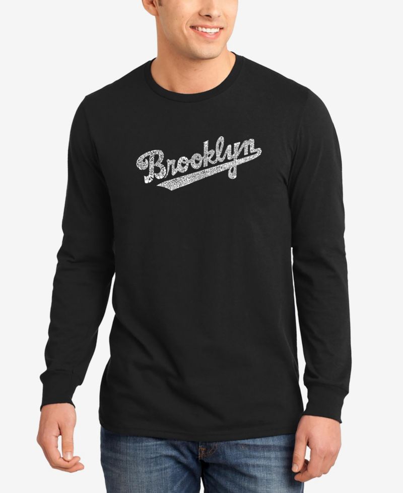Men's Word Art Long Sleeve Brooklyn Neighborhoods T-shirt