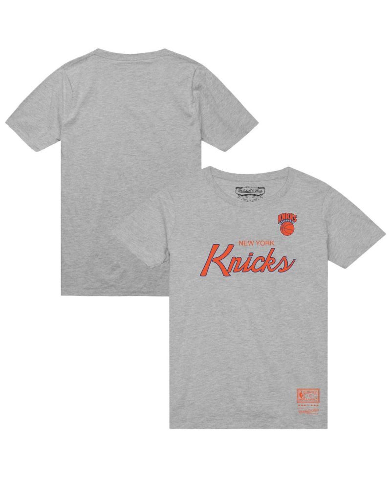 Men's Heather Gray New York Knicks Big & Tall Hardwood Classics Vintage Wordmark T-Shirt
