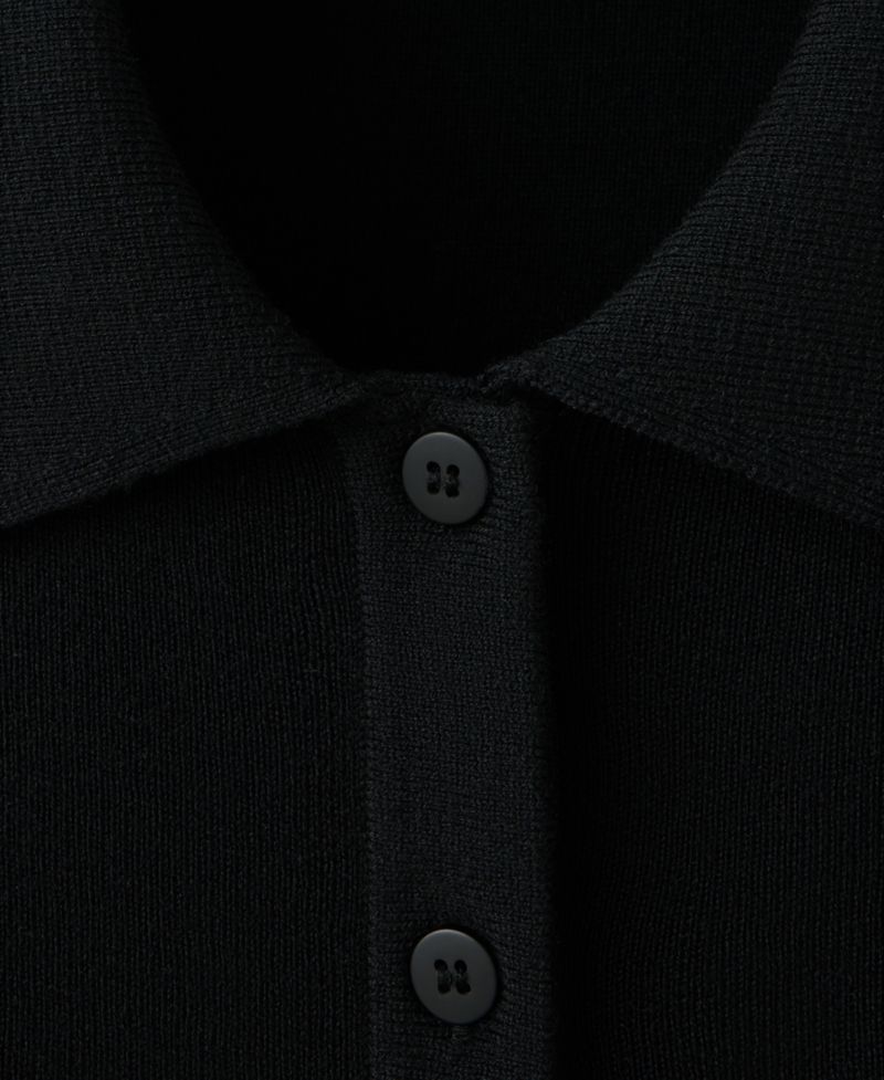 Women's Ribbed Polo-Neck Fitted Cardigan