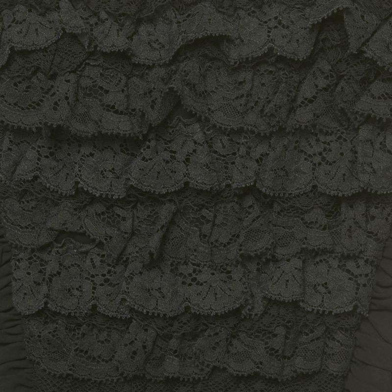 Women's Black Cotton Lace Ruffle Tube Top