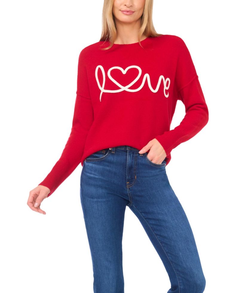 Women's Cursive Love Embroidered Sweater