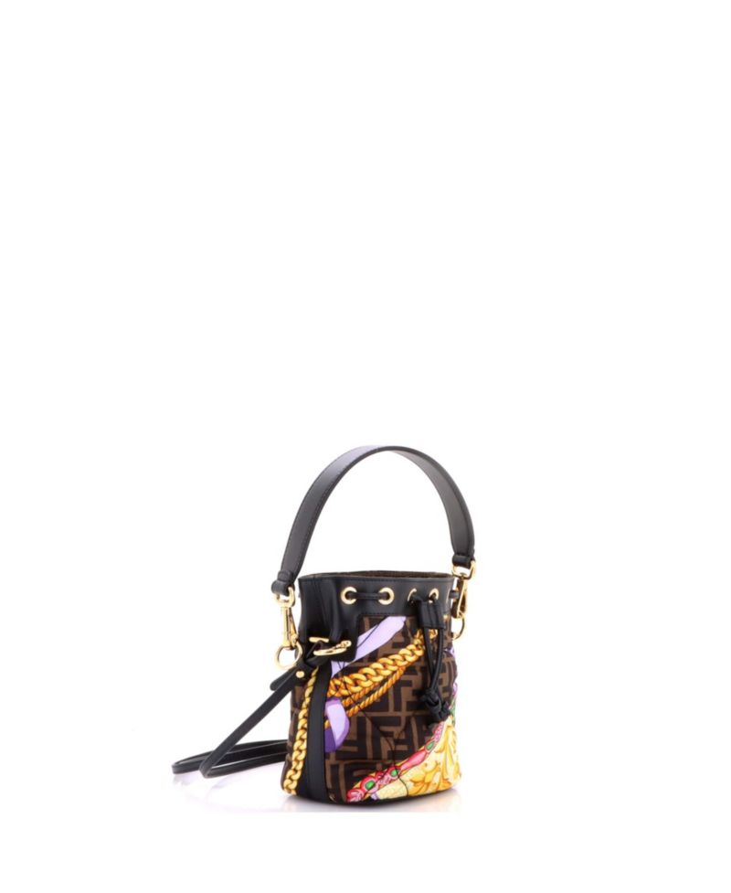 Mini x Versace Fendace Mon Tresor Bucket Bag Quilted Printed Zucca Silk