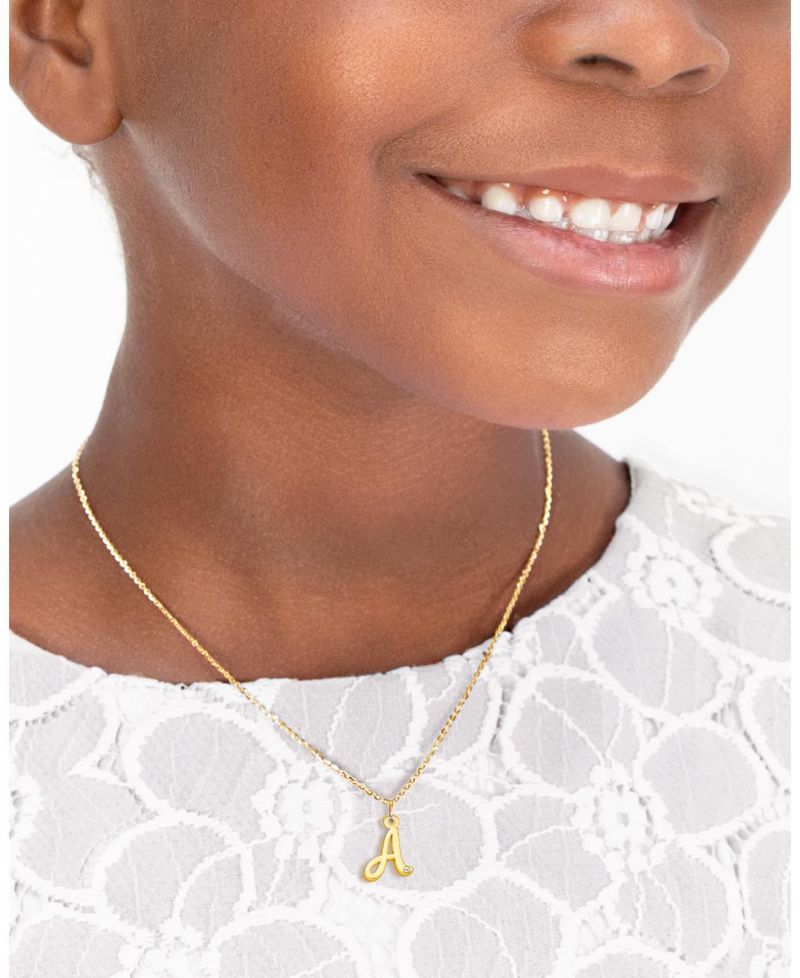 14K Gold Diamond Initial Necklace