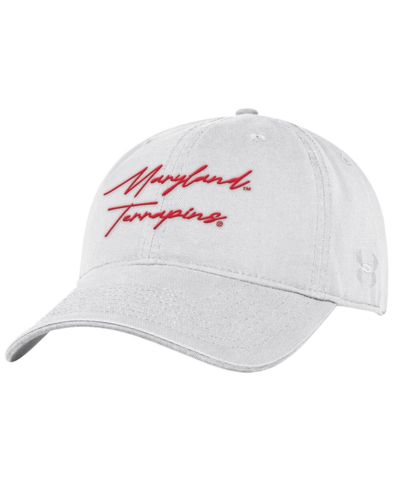 Men's White Maryland Terrapins College Essentials Washed Cotton Blend Adjustable Hat