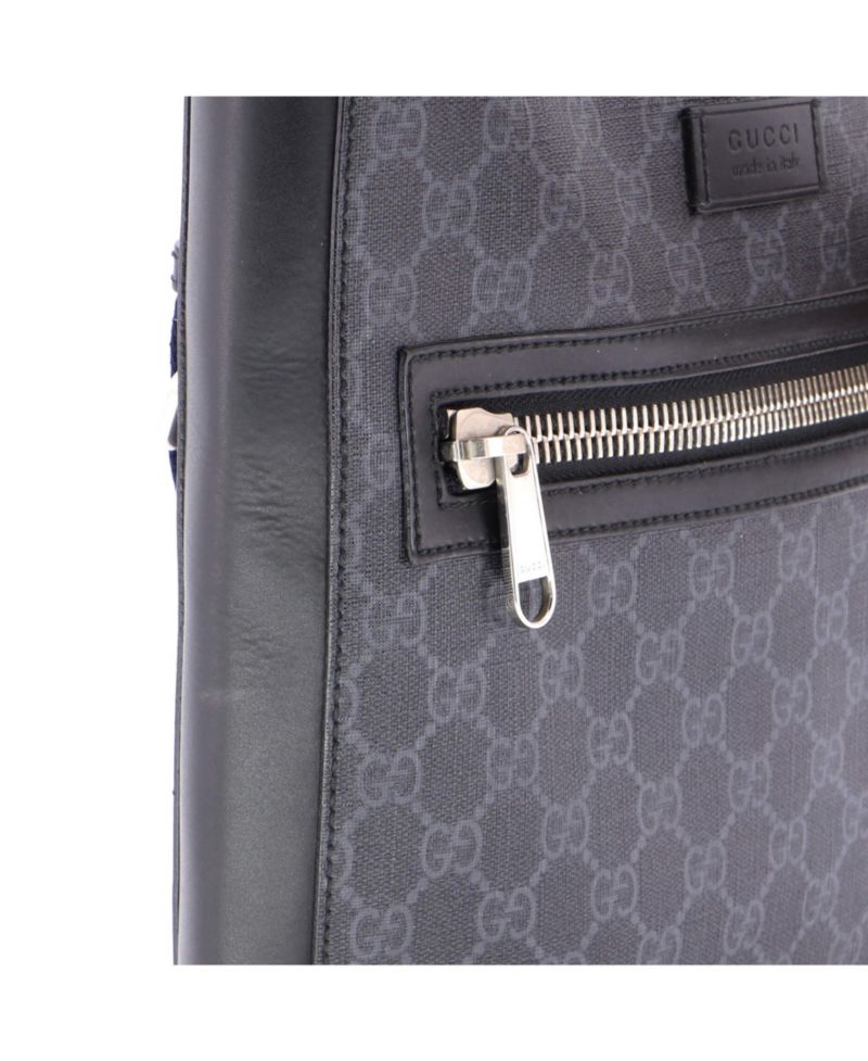 Medium Web Strap Front Zip Messenger Bag GG Coated Canvas