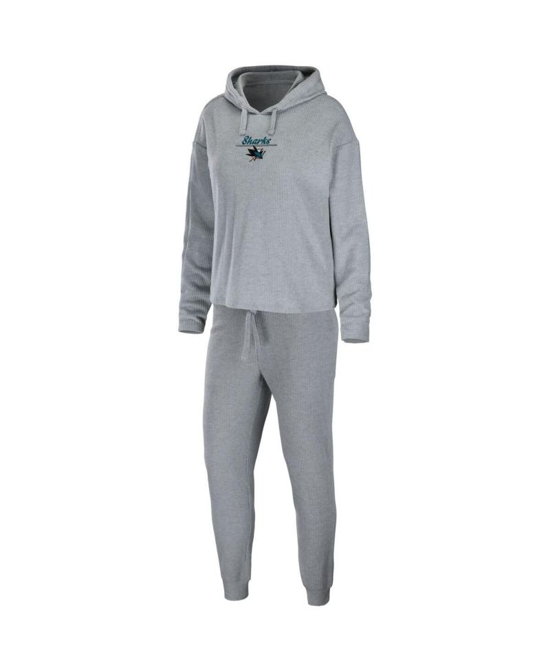 Women's Heather Gray San Jose Sharks Logo Pullover Hoodie and Pants Sleep Set